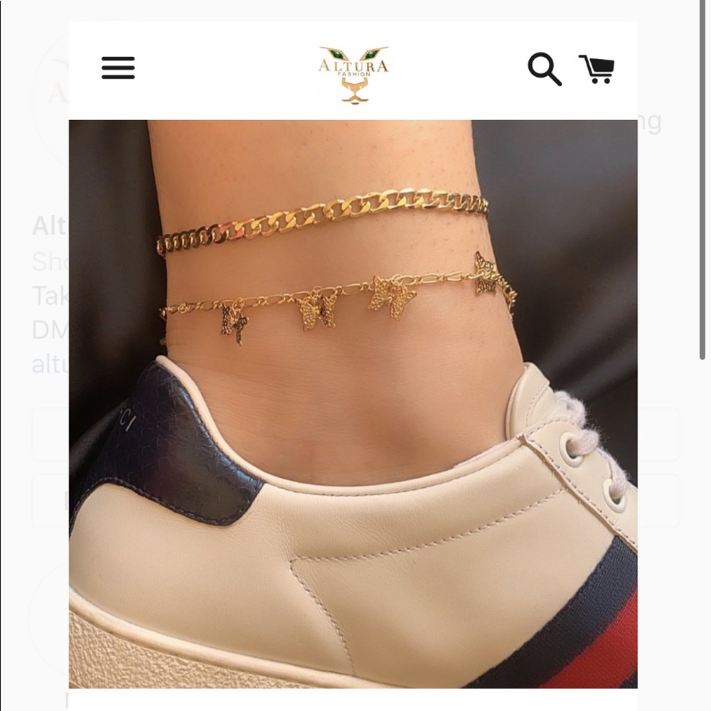 18k gold plated anklet (2) set